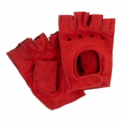 AMAS THE BEST Guanti vintage da guida mezze dita auto moto bici tempo libero vera pelle nabuk