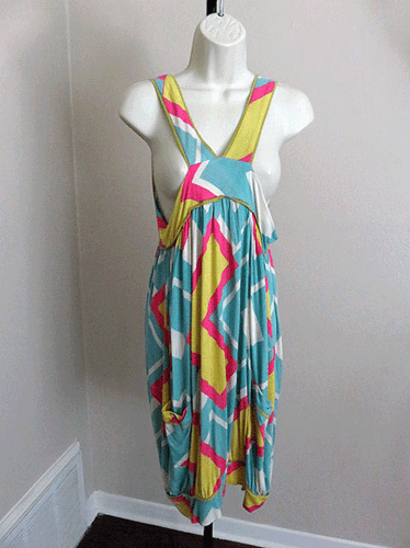 NWT T-Bags Dress Stretchy Knit Colorful Print Sleeveless Size S NWT - Picture 3 of 6