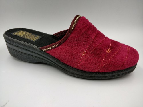Ladies Bedroom Slippers Mule Wedge Heel 