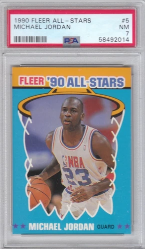 1990 Fleer Basketball Bulls Michael Jordan All-Stars Card #5 PSA 7 NM QTTY