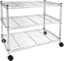 Simple Deluxe Heavy Duty 3-Shelf Shelving Unit 24"D x 14"W x 20"H w Wheel Chrome