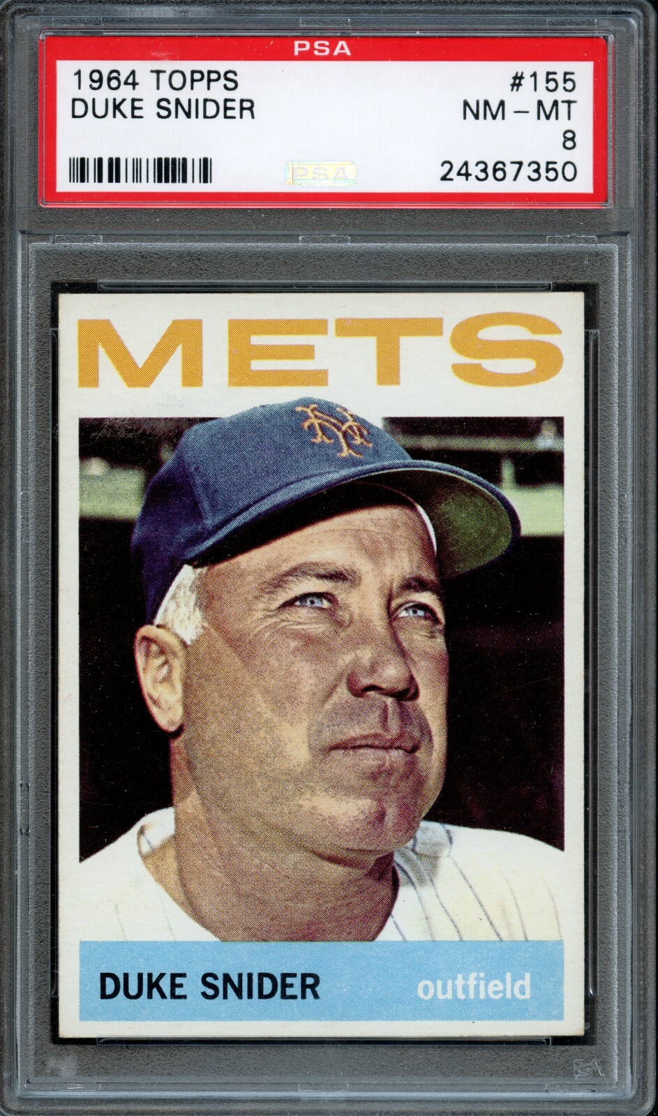 BB - 1964 Topps - #155 - Duke Snider   - PSA 8 - NM-MT