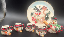 Treasured Times Collectibles Ceramic 7 Pc Snowman Miniature Tea Set Original Box