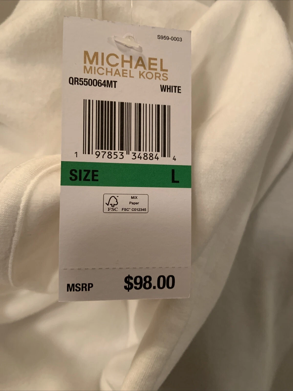 Felpa con cappuccio Michael Kors donna sequenza oro bianca taglia large