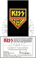 KISS ARMY A-1 CLASSIFICATION MEMBERSHIP CARD - VINTAGE REPRINT