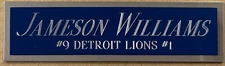 JAMESON WILLIAMS DETROIT LIONS NAMEPLATE FOR AUTOGRAPHED Signed Football JERSEY