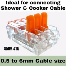 10 X  Inline Electrical Terminal  Block Shower /Cooker Cable Connectors 450v-41A