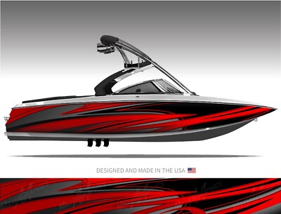 Viper (Red) Abstract Boat Wrap Kit 3M Premium Cast Vinyl - 15 Size Options