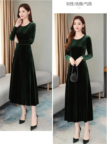 Women Mid Length Slim Fit Temperament Long Sleeve Dress Autumn Dress Long Dress - Picture 18 of 30