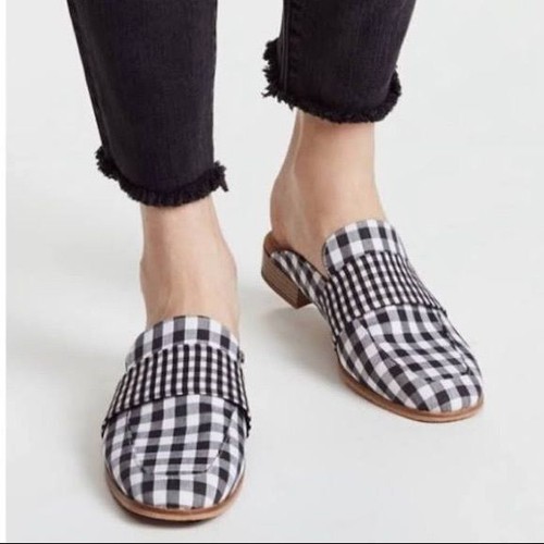 Free People At Ease Gingham Mule Slides Size 39 Gem