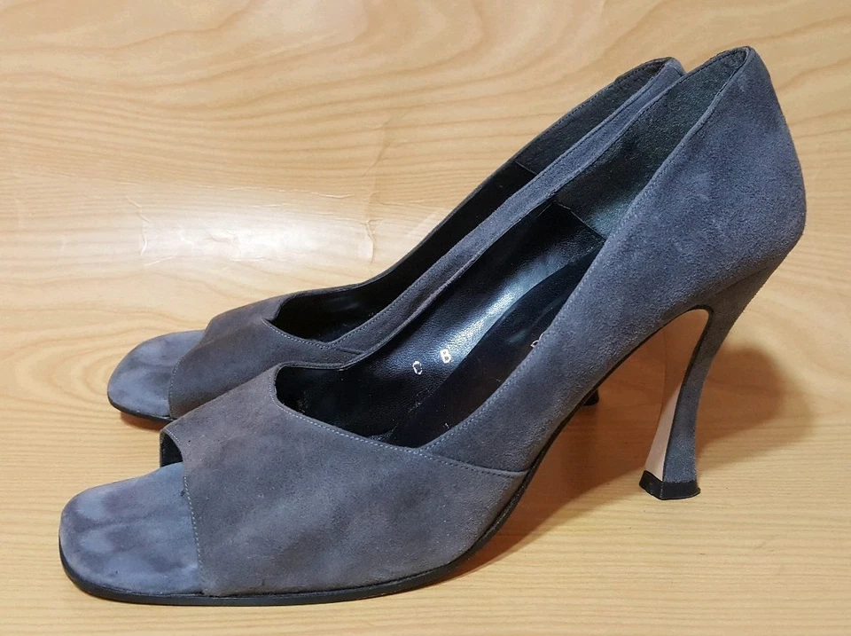 Coup D'etat Made in Spain Peep Toe Gray Suede Leather Pumps Womens Shoes 10 B - Image 3 of 4