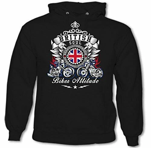 British Soul Biker Attitude - Sweat À Capuche Biker Pour Hommes Moto - Photo 1/1