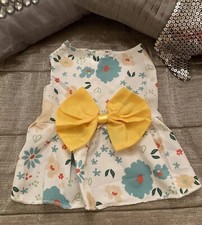PET Yellow Floral Bow Summer Dress XS Cute Dog Cat Rabbit Puppy Pup Kitten Top