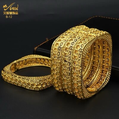 Square Bangle Bracelet Charms Dubai 24ct Gold Plated Designer Jewellery  Set UK