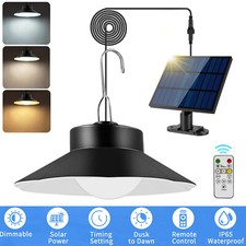 CLAONER Solar Pendant Lights Outdoor Indoor Dusk to Dawn Solar Powered Shed Lamp