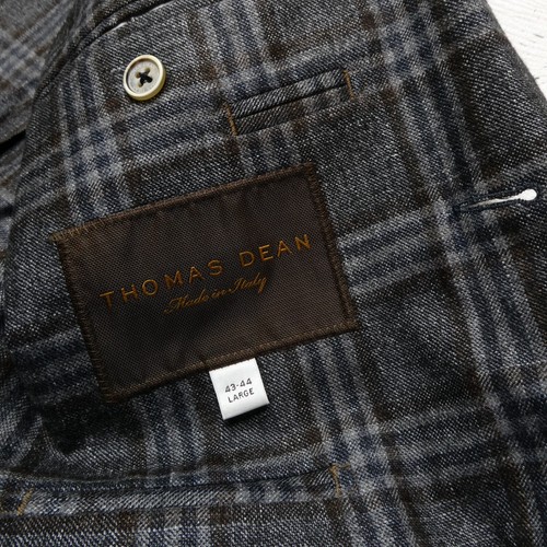 Thomas Dean Loro Piana Blazer Size 43-44 (Large) Gray Wool Silk Cashmere Linen - Picture 4 of 11