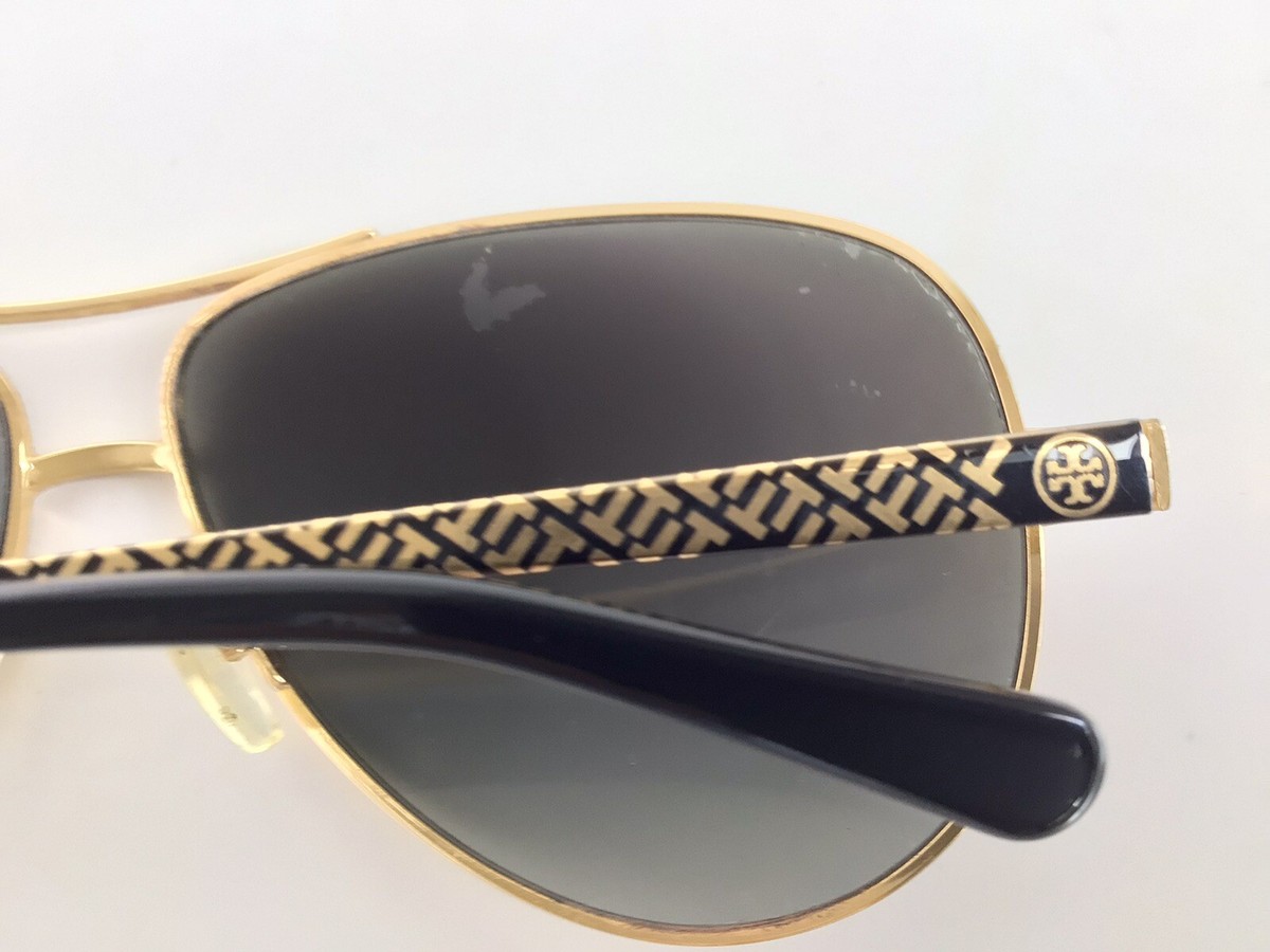 tory burch Metal Aviator Sunglasses with Logo Arms, Golden/Black Tory Burch TY7143U Shiny Black Prescription Sunglasses main image 3