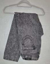 True Religion Geno Relaxed Slim Grey Moto Jeans Distressed