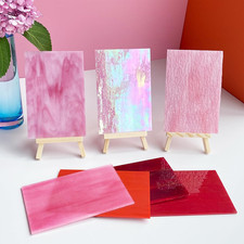 12 Sheets Mixed Red Pink Stained Glass Sheets, 4 X 6 Inch Stained Glass Suppl...
