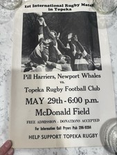 Vtg 1st Annual Topeka Rugby Club International Rugby Match Flyer / Poster BH