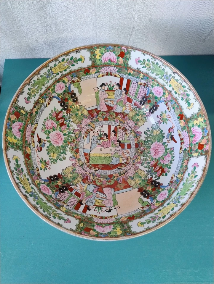 Grande coupe porcelaine Chinoise - Famille Rose  - Photo 3/4