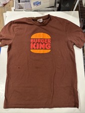 Burger King Crew T-Shirt Medium Brown Logo Employee Uniform Whopper BK