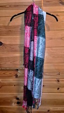 Pashmina Women  s Multicolor Paisley Scarf with Fringe Accents