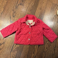 Burberry Diamond Quilted Jacket Girl's size 2Y Raspberry Red