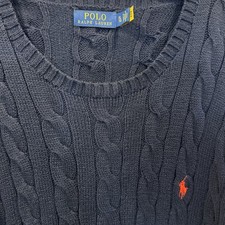 Polo Ralph Lauren Men  s XL Cable knit 100 Cotton Crewneck Jumper Sweater Blue