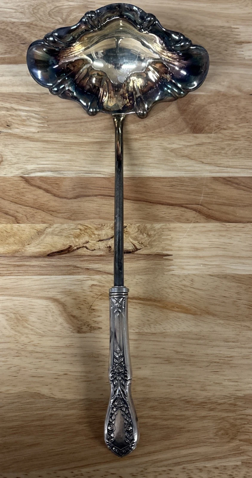 Antique Vintage Silver Plate Ladle With Sterling Silver Handle