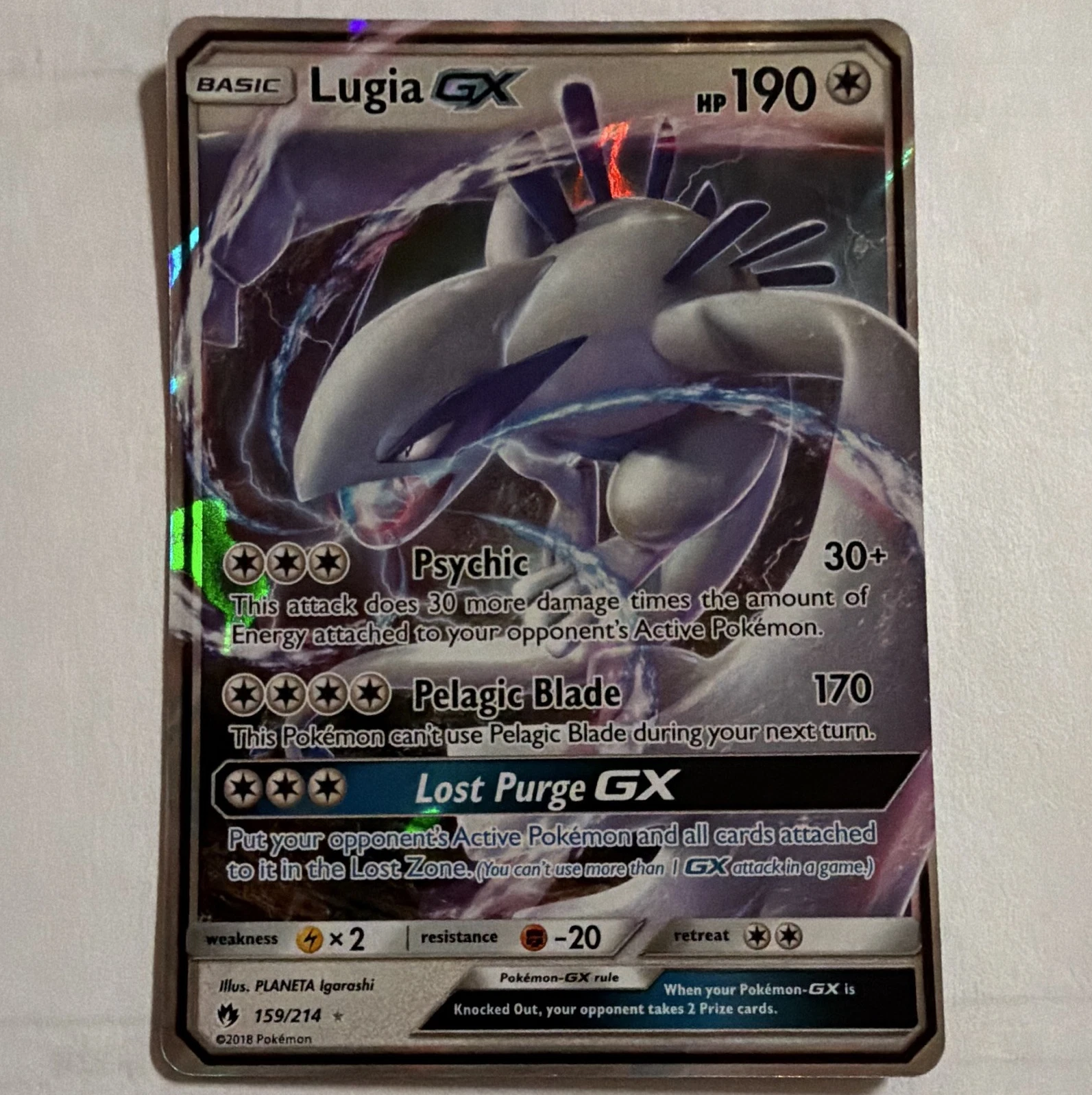 Pokemon Lugia GX 159/214 SM-Lost Thunder Ultra Rare Holo English 2018