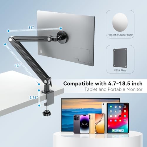  Strong Magnetic Portable Monitor Desk Clamp - 75mm VESA Mount 4.7" up to 18.4"