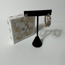 Dior Vintage Gold and Crystal Earrings with Box