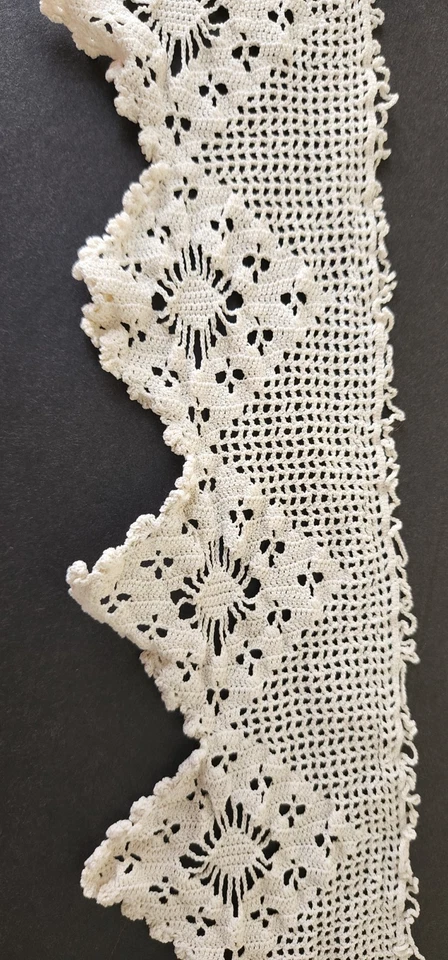Handmade Crochet Lace Trim – Ivory Cotton Edging, 33" India Couture - Image 2 of 4