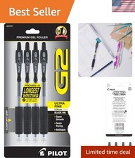 G2 Gel Roller Pens, Ultra Fine Point Gel Pens 0.38 mm, Pack of 4, Black