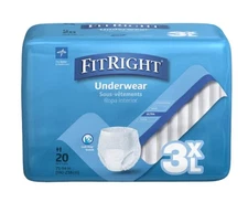 Medline FitRight Adult Incontinence Underwear, 3X-Large, 75"-94" Waist 80 count