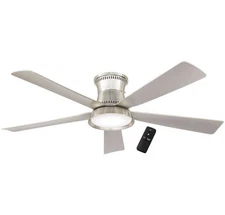 Hampton Bay Hawkspur 52 in. Indoor/Outdoor Brushed Nickel Ceiling Fan w/ Remote
