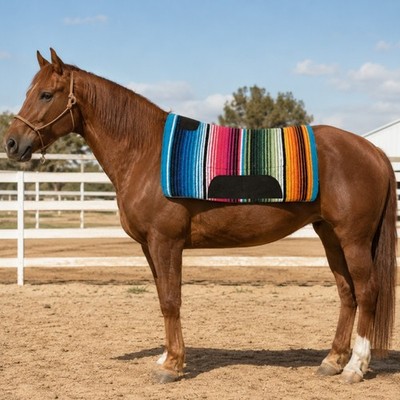 Western Saddle Pad 30x30 Multi Color Horse Tack Pad 1 Inch Fleece Bottom