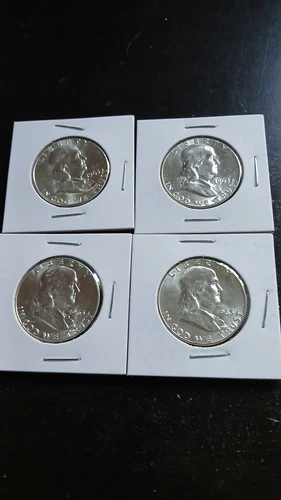 Lot of 4  1963 Franklin Half Dollars  Uncirculated    90% Silver   Free Shipping