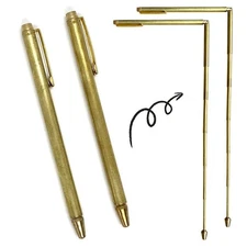 2PCS Copper Dowsing Rods, Retractable Divining Portable Pen Yellow 