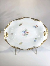J.P. Limoges France Bowl Hand painted Florals H.B.O Gold Gilded Border