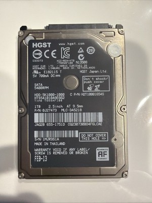 HGST HTS541010A9E662 1TB 2.5'' SATA Hard Disk Drive TESTED!