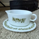 VTG Pyrex Corning Corelle Crazy Daisy Spring Blossom, Gravy Boat & Saucer Plate