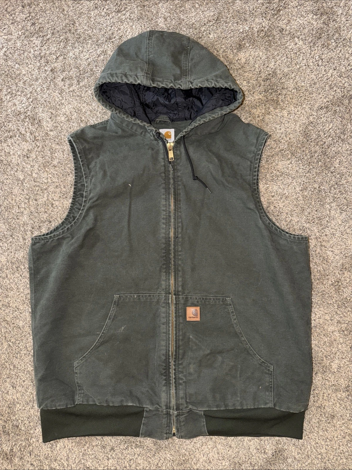 Carhartt Hunter Green Active Vest Mens 2XL Tall HTG 100121 235 Hooded Canvas
