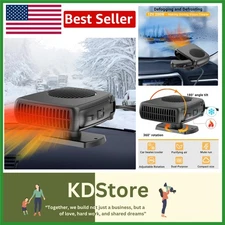 200W 12V Car Heater Fan Defroster 2-in-1 Fast Heating & Cooling 360° Rotary