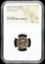Antike römische Münze. Maximian. Alexandria, 286-310 n. Chr. Tetradrachme. NGC zertifiziert.