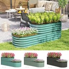 2-Tier Galvanised Raised Bed, Metal Planter Box with Safety Edging