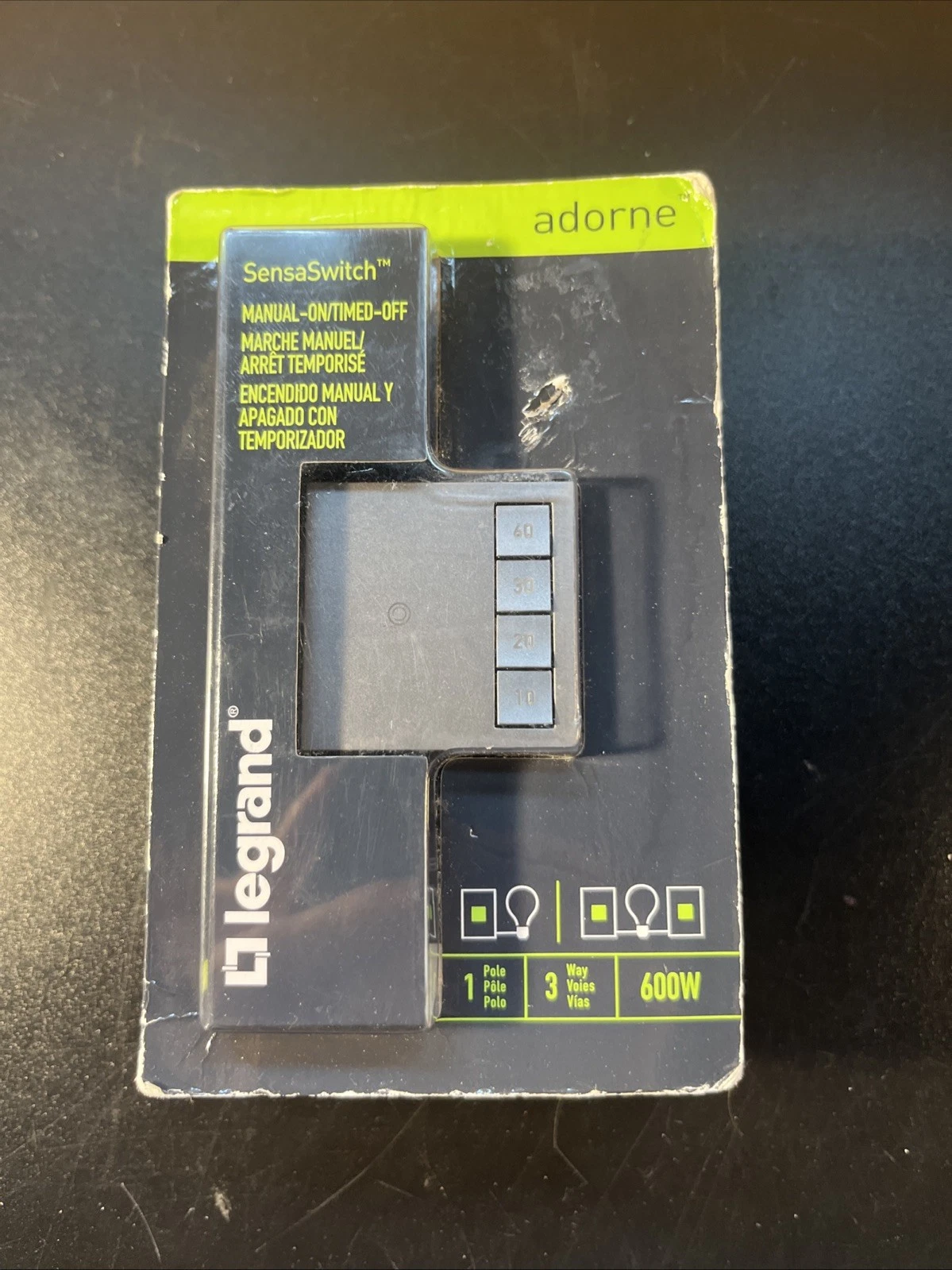 Adorne Legrand ASTM2M2 Manual-ON/Timed-OFF SensaSwitch MAGNESIUM *NEW FREE SHP