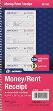 Money and Rent Receipt Book, 2-Part Carbonless, 5-1/4 x 11, Spiral Bound