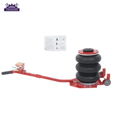 Red Air Jack 3Ton 6600LBS Triple Bag Jack with Adjustable Handle for Car Lifting